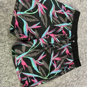 Hurley Swim trunks Size Large Bold Colors Funky Elastic Waist